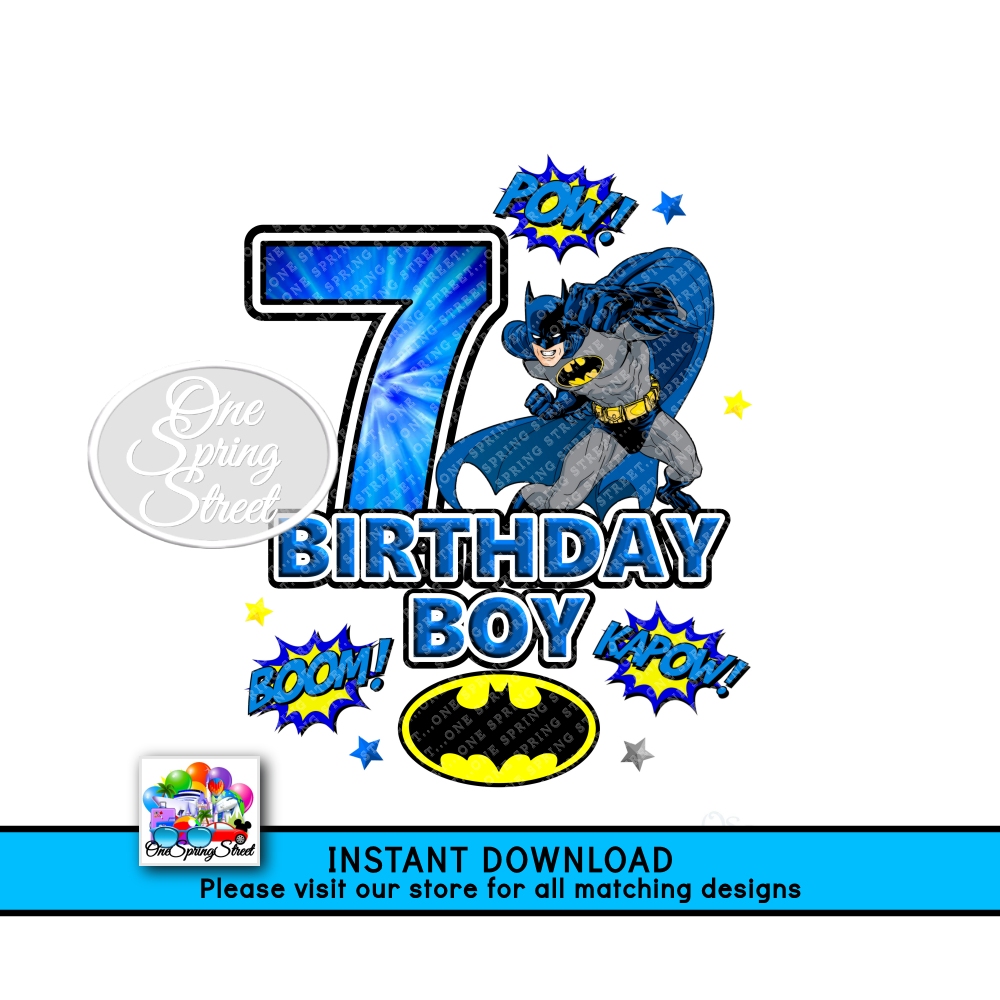 BATMAN 7TH Birthday Boy AGE 7