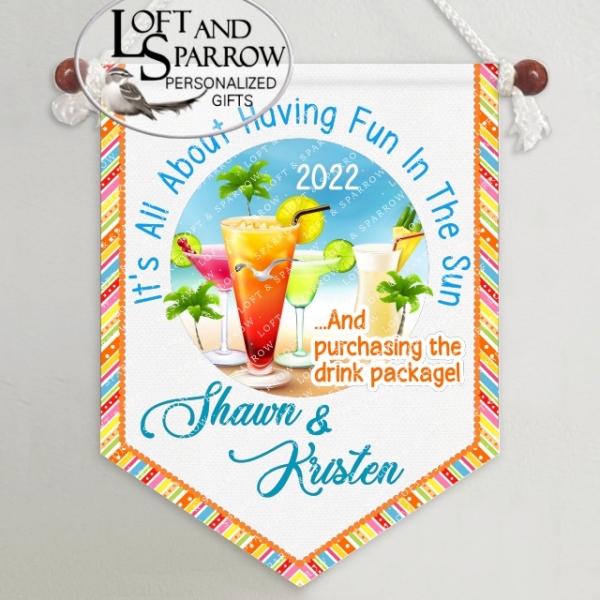 Cruise Cabin Door Decorations Ship Banner Sign Drinks Mixed Cocktails