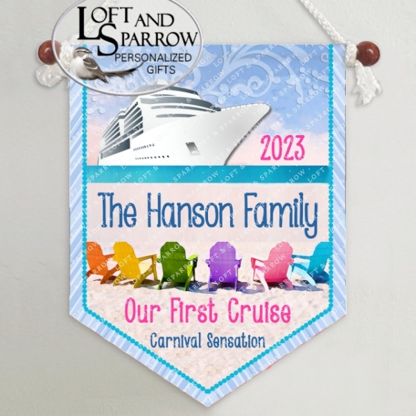 Cruise Cabin Door Decorations Ship Banner Sign Beach Chairs