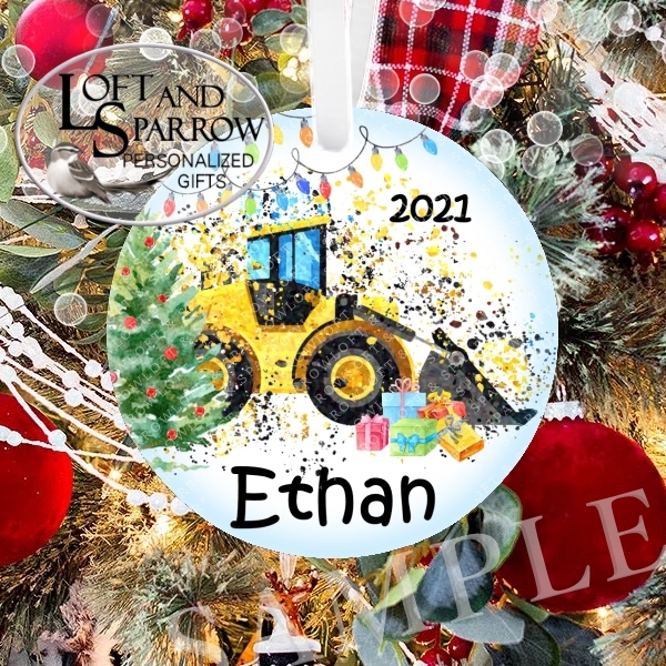 Construction Vehicle Personalized Christmas Ornament