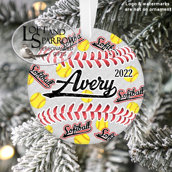 Softball Personalized Christmas Ornament