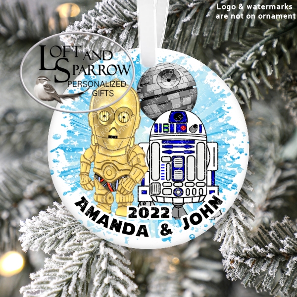 Star Wars R2D2 C3PO Christmas Ornament Personalized