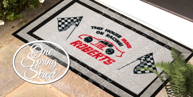 Doormat NASCAR Racing Welcome Mat Personalized R224-Racing welcome mat, racing doormat, racing rug, Nascar sign, Nascar gift, race team, race fan, gift, Camping, hobby, sports fan, man cave, fathers day gift, husband gift, boyfriend gift, new home, wedding, 