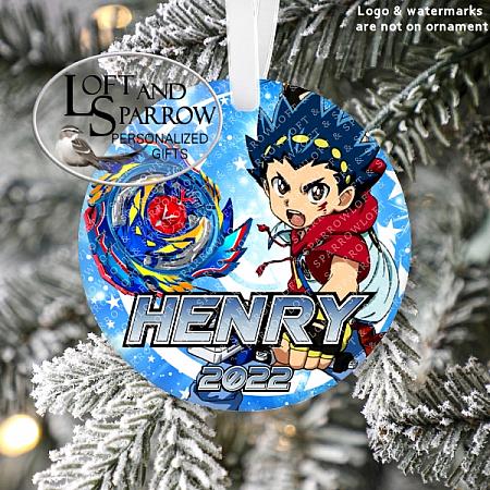 BeyBlade Personalized Christmas Ornament Video Gamer-BeyBlade Christmas Ornament Video Game Ornament for Boys Personalized Christmas Ornament LoftAndSparrow Etsy Shop Loft And Sparrow Family First Christmas Gift Keepsake Ornament For Kids Grandchildren Custom Stocking Stuffer New Home New Baby Couple Last Minute Gift Office Gift Grab Bag Ugly Sweater Gift Exchange Loft Watercolor Home Portrait Ornament