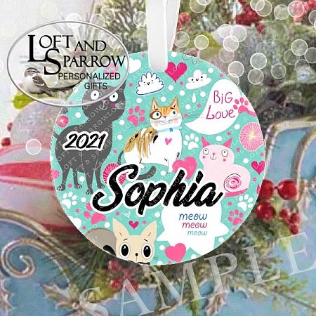 Cats Kittens Personalized Christmas Ornament-Cats Kittens Personalized Christmas Ornament LoftAndSparrow Family Etsy.com Etsy Shop Loft And Sparrow Family First Christmas Gift Keepsake Ornament For Kids Grandchildren Custom Stocking Stuffer New Home New Baby Couple Last Minute Gift Office Gift Grab Bag Ugly Sweater Gift Exchange Loft Watercolor Home Portrait Ornament Wedding Honeymoon Birthday Gift