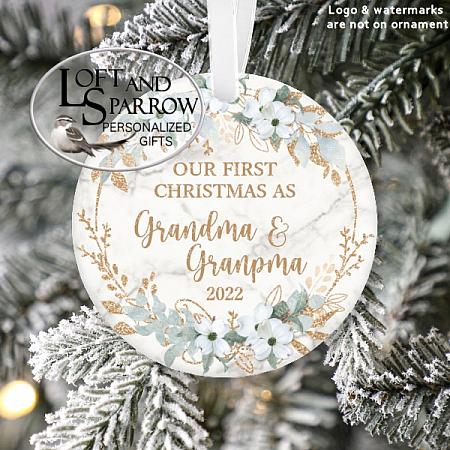 Grandparent Christmas Ornament First Year New Baby-Grandparent Christmas Ornament First Year New Baby Personalized Christmas Ornament LoftAndSparrow Etsy Shop Loft And Sparrow Family First Christmas Gift Keepsake Ornament For Kids Grandchildren Custom Stocking Stuffer New Home New Baby Couple Last Minute Gift Office Gift Grab Bag Ugly Sweater Gift Exchange Loft Watercolor Home Portrait Ornament Wedding Honeymoon Birthday Gift