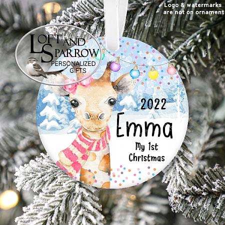 Baby Giraffe Christmas Ornament Personalized-Childrens Personalized Christmas Ornament LoftAndSparrow Etsy Shop Loft And Sparrow Family First Christmas Gift Keepsake Ornament For Kids Grandchildren Custom Stocking Stuffer New Home New Baby Couple Last Minute Gift Office Gift Grab Bag Ugly Sweater Gift Exchange Loft Watercolor Home Portrait Ornament Wedding Honeymoon Birthday Gift