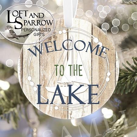 ORNAMENT WELCOME TO THE LAKE-ORNAMENT WELCOME TO THE LAKE CABIN CHRISTMAS FAUX WOOD