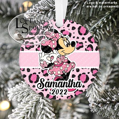 Minnie Mouse Personalized Christmas Ornament-Disney Minnie Mouse Personalized Christmas Ornament LoftAndSparrow Etsy Shop Loft And Sparrow Family First Christmas Gift Keepsake Ornament For Kids Grandchildren Custom Stocking Stuffer New Home New Baby Couple Last Minute Gift Office Gift Grab Bag Ugly Sweater Gift Exchange Loft Watercolor Home Portrait Ornament Wedding Honeymoon Birthday Gift