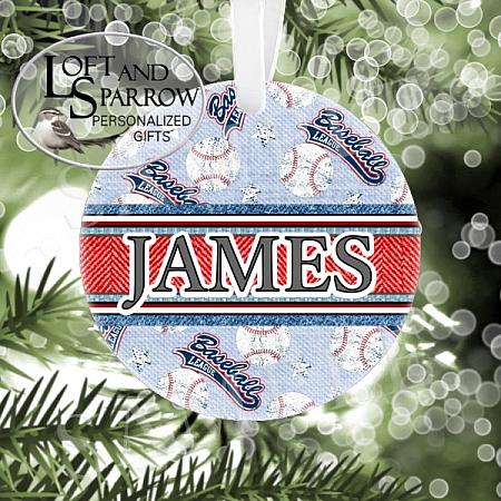Baseball Personalized Christmas Ornament-Personalized Baseball Christmas Ornament LoftAndSparrow Family Etsy.com Etsy Shop Loft And Sparrow Family First Christmas Gift Keepsake Ornament For Kids Grandchildren Custom Stocking Stuffer New Home New Baby Couple Last Minute Gift Office Gift Grab Bag Ugly Sweater Gift Exchange Loft Watercolor Home Portrait Ornament Wedding Honeymoon Birthday Gift