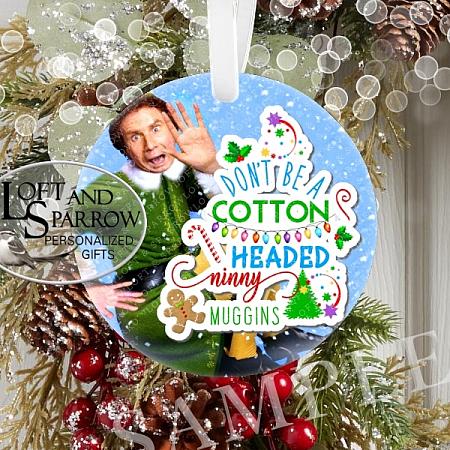 Elf Movie Christmas Ornament-Will Ferrell Elf Personalized Christmas Ornament LoftAndSparrow Family Etsy.com Etsy Shop Loft And Sparrow Family First Christmas Gift Keepsake Ornament For Kids Grandchildren Custom Stocking Stuffer New Home New Baby Couple Last Minute Gift Office Gift Grab Bag Ugly Sweater Gift Exchange Loft Watercolor Home Portrait Ornament Wedding Honeymoon Birthday Gift
