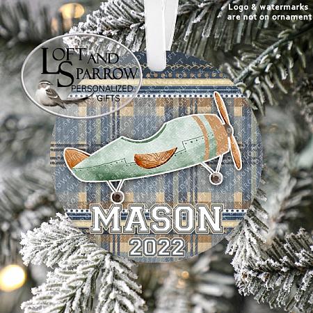 Plane Personalized Christmas Ornament Pilot Flight Propeller-Plane Personalized Christmas Ornament for boys Pilot Flight Propeller LoftAndSparrow Etsy Shop Loft And Sparrow Family First Christmas Gift Keepsake Ornament For Kids Grandchildren Custom Stocking Stuffer New Home New Baby Couple Last Minute Gift Office Gift Grab Bag Ugly Sweater Gift Exchange Loft Watercolor Home Portrait Ornament Wedding Honeymoon Birthday Gift