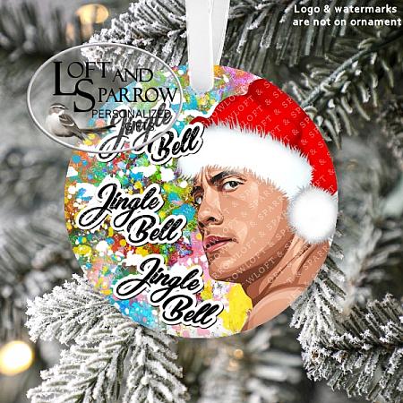 The Rock Dwayne Christmas Ornament-Dwayne Johnson The Rock Christmas Ornament  LoftAndSparrow Etsy Shop Loft And Sparrow Family First Christmas Gift Keepsake Ornament For Kids Grandchildren Custom Stocking Stuffer New Home New Baby Couple Last Minute Gift Office Gift Grab Bag Ugly Sweater Gift Exchange Loft Watercolor Home Portrait Ornament Wedding Honeymoon Birthday Gift